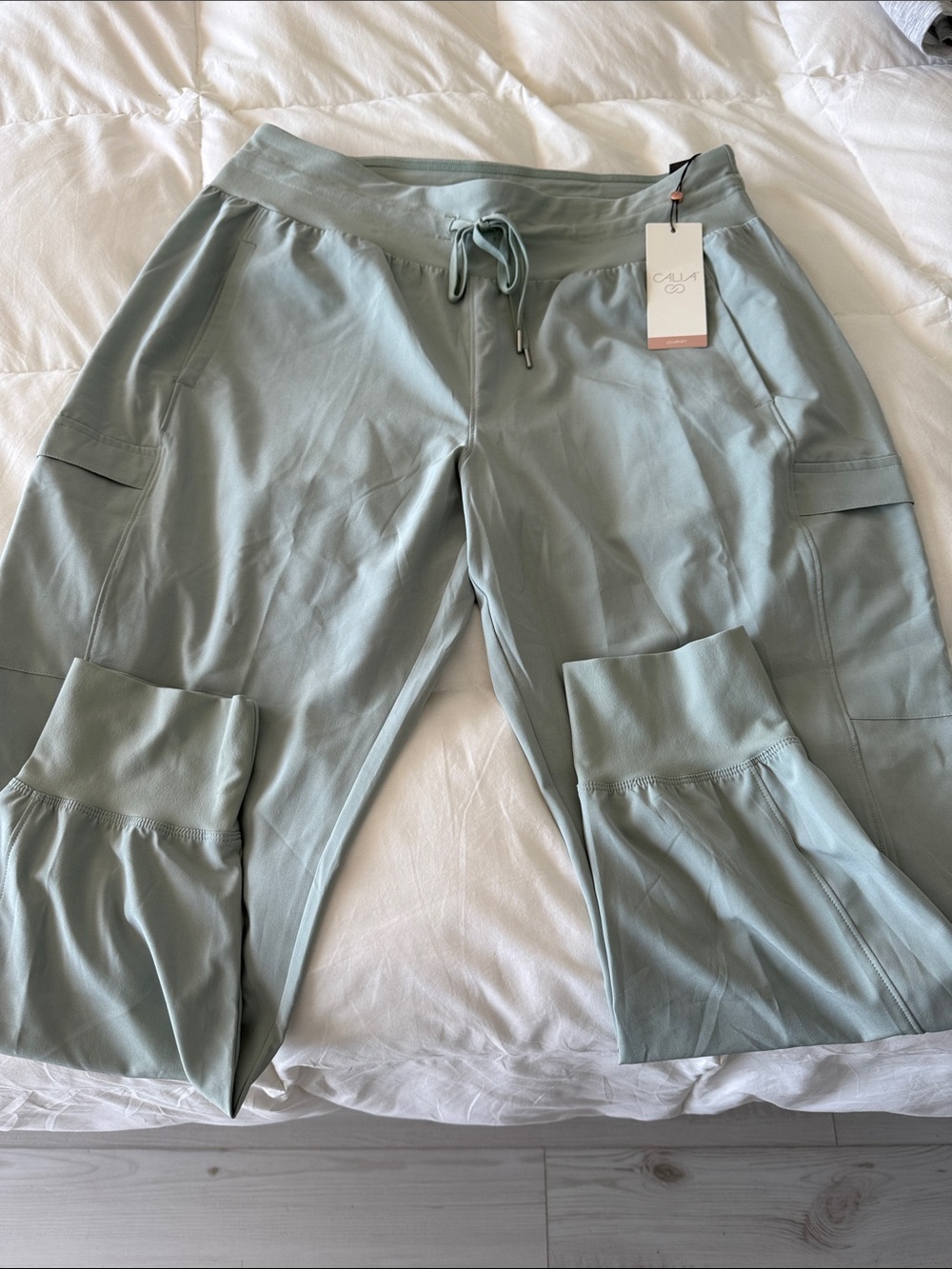 Light Sage Calia Drawstring Cargo Joggers